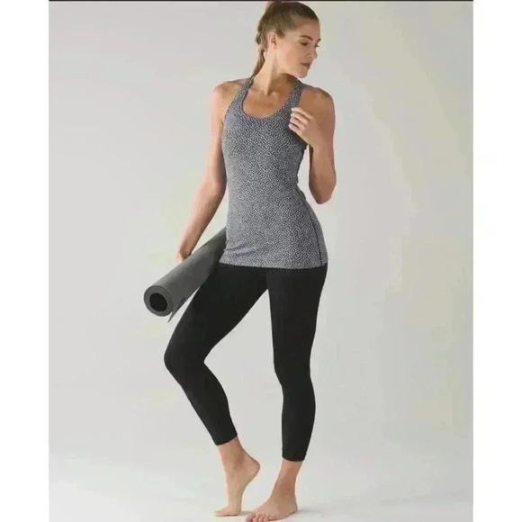 lululemon athletica Tops - Lululemon Cool Racerback Frozen Fizz White/Black, Size 4